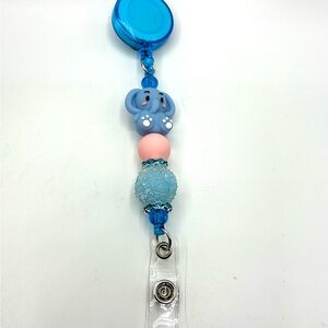 Blue and Pink Elephant Badge Holder